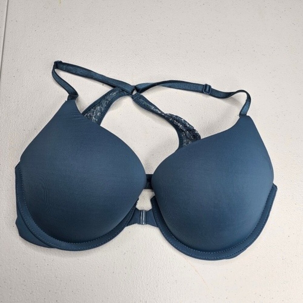 Victoria's Secret green perfect shape bra 32D front snap